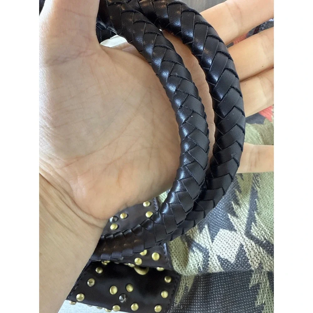 Gunas‎ Aztec Studded Vegan Leather Bucket Bag Purse Drawstring Boho Festival